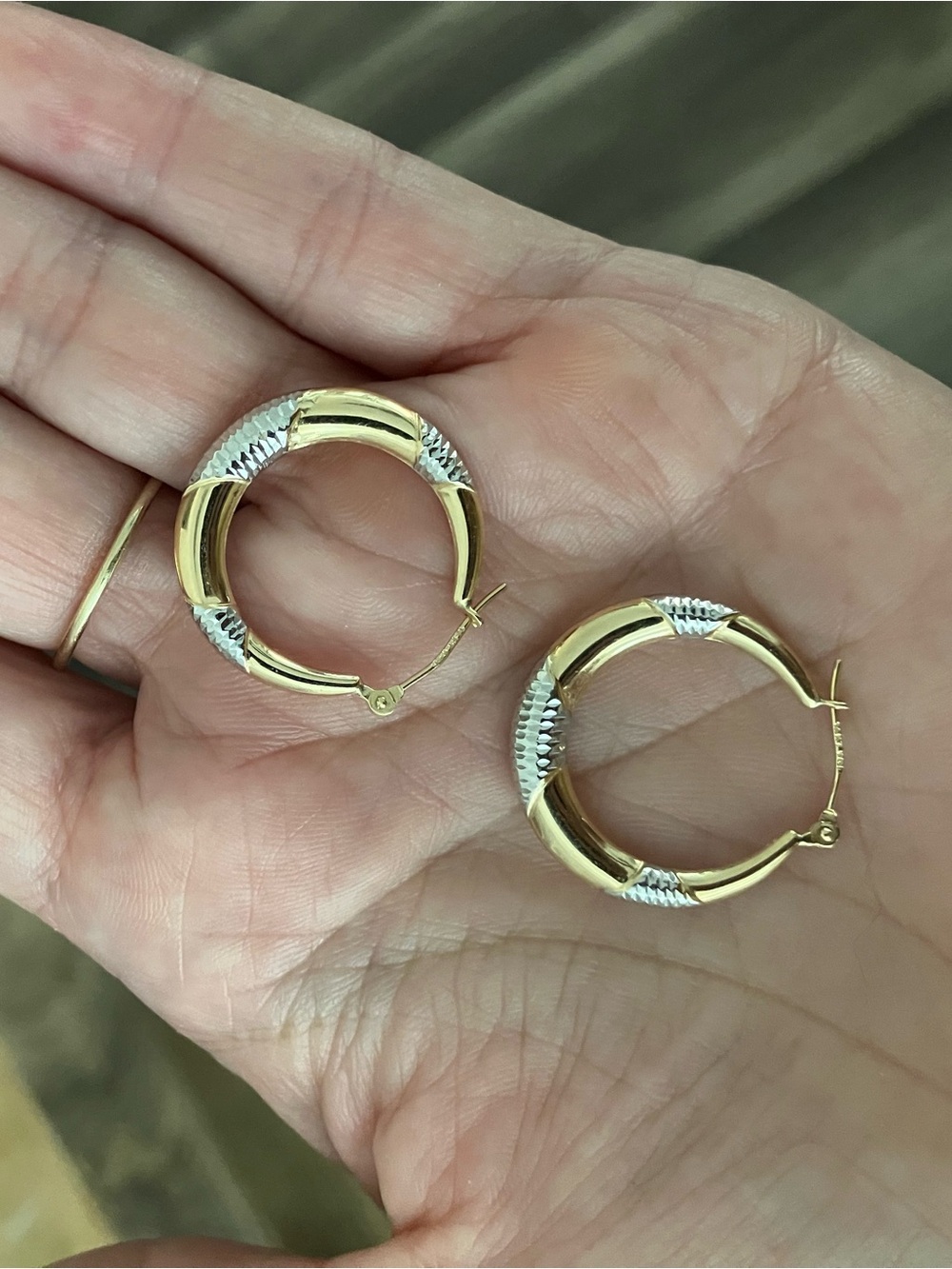 14k Yellow & White Gold Hoop Earrings